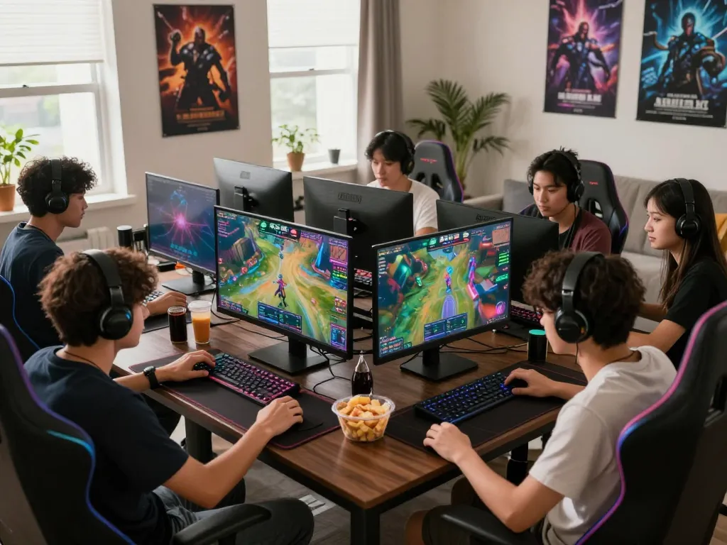 Players enjoying a competitive gaming session at www.mantra88.com with vibrant graphics and communal atmosphere.