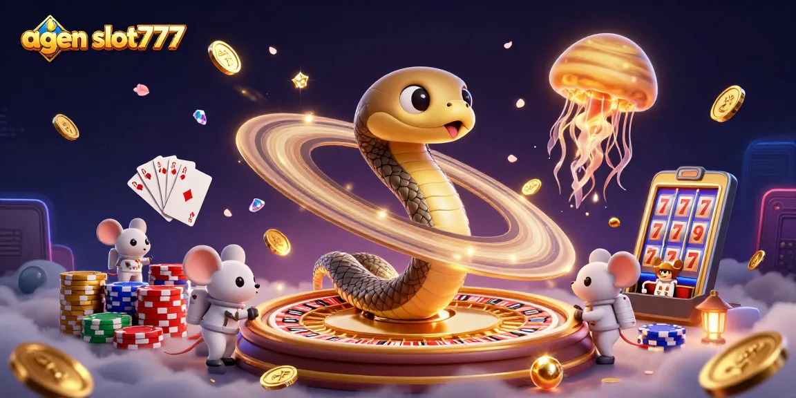 Experience thrilling play at agen slot777 with a vibrant casino scene filled with coins and characters.
