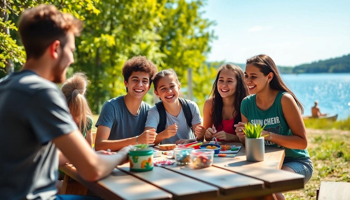 Engaged teens enjoying activities at a lively teen summer camp surrounded by nature.