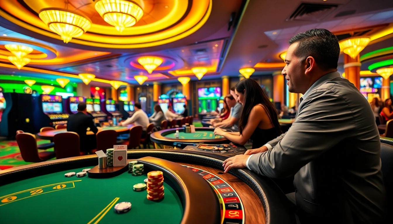 Experience thrilling games at 8win Malaysia’s vibrant casino atmosphere with excited players.