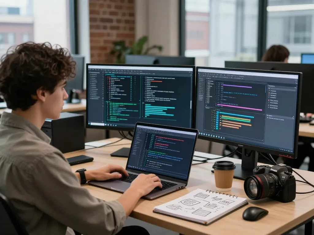 Exploring sex ai technology with ethical content moderation in a modern workspace.