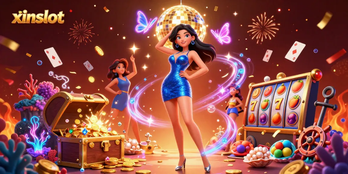 XINSLOT demonstrates top-tier gaming excitement with vibrant scenes of dynamic slot action.