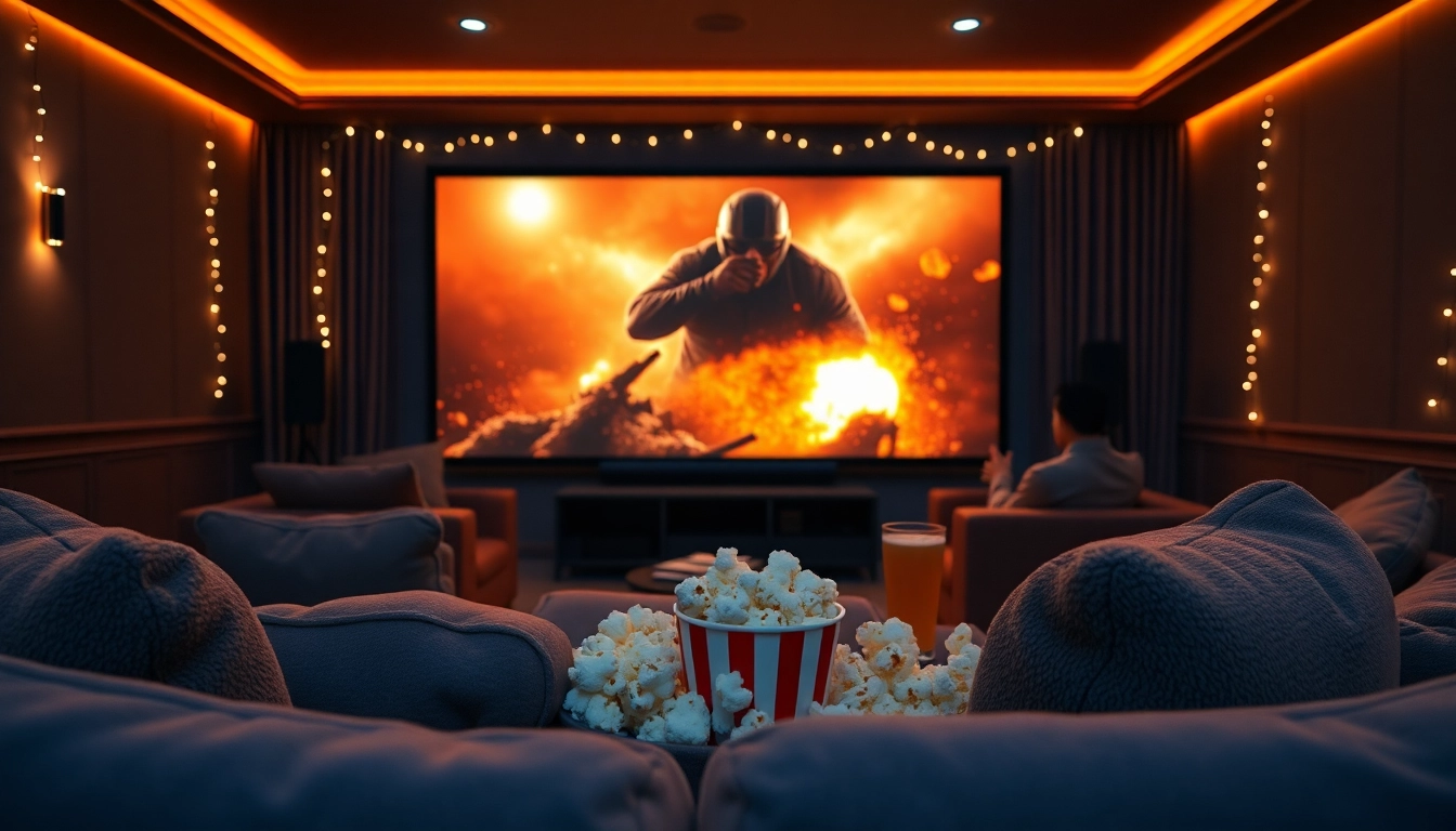 ภาพการชมภาพยนตร์ที่ 11-hd.com ในโรงภาพยนตร์ที่บ้านพร้อมอุปกรณ์เต็มรูปแบบ