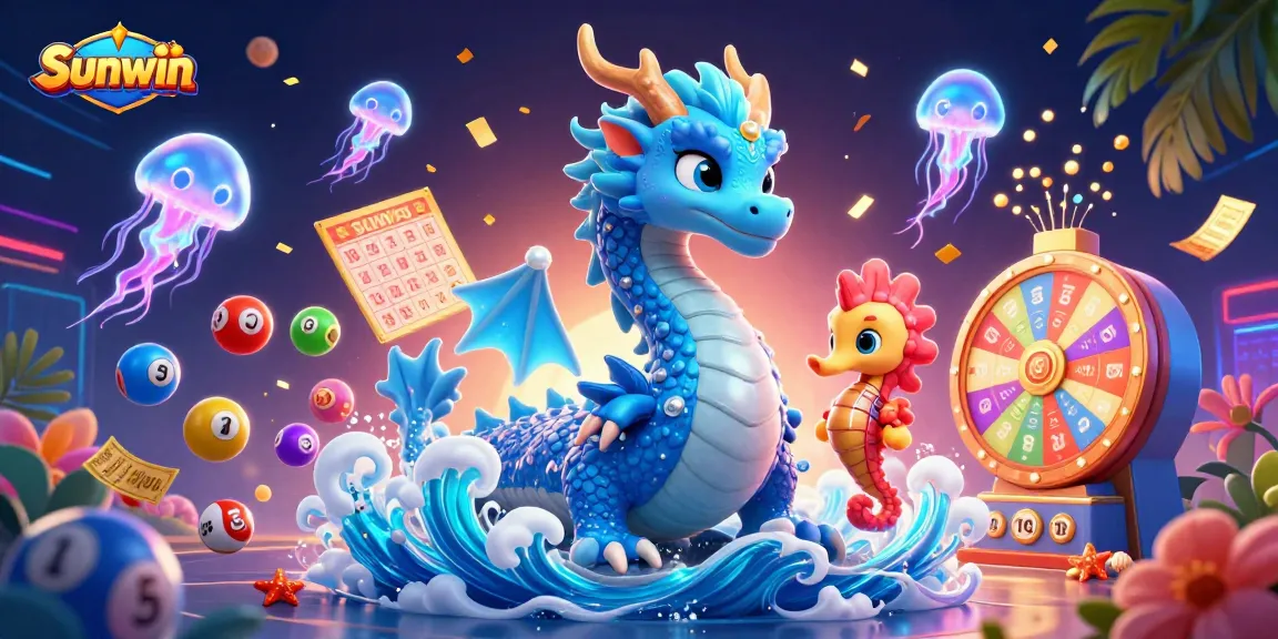 Engage with Sunwin's vibrant gaming experience, featuring a water dragon, seahorse knight, and luminous jellyfish.