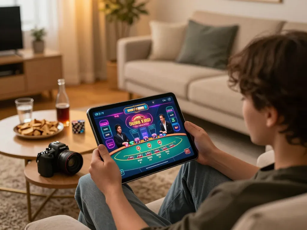 Experience immersive gameplay at 32win with live dealer blackjack on a tablet, ensuring a thrilling online gambling adventure.