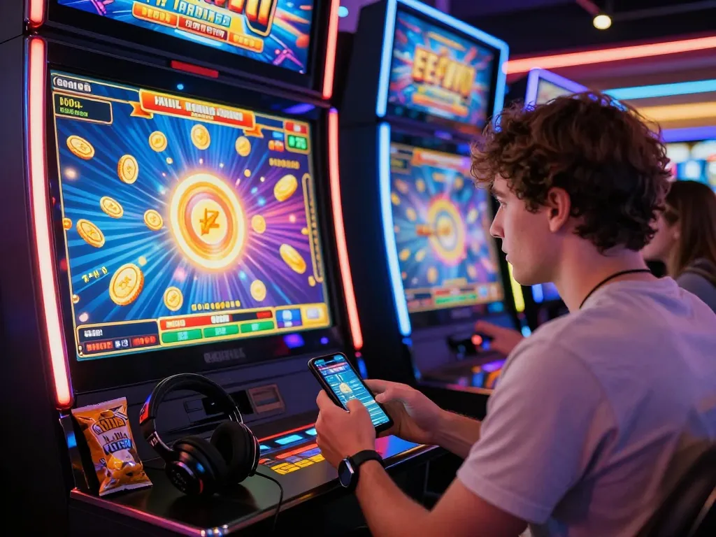Player enjoying ligasedayu online slot game in vibrant gaming environment.