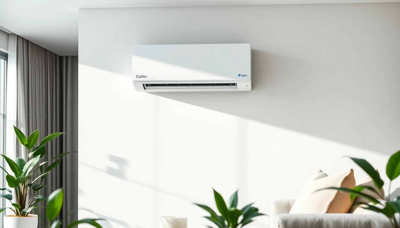 Install a Daikin mini split AC for efficient cooling in a stylish living room.