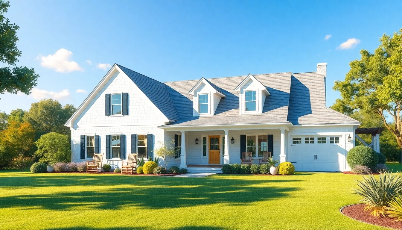 Cape Cod home featuring a beautiful attached garage and lush landscaping.