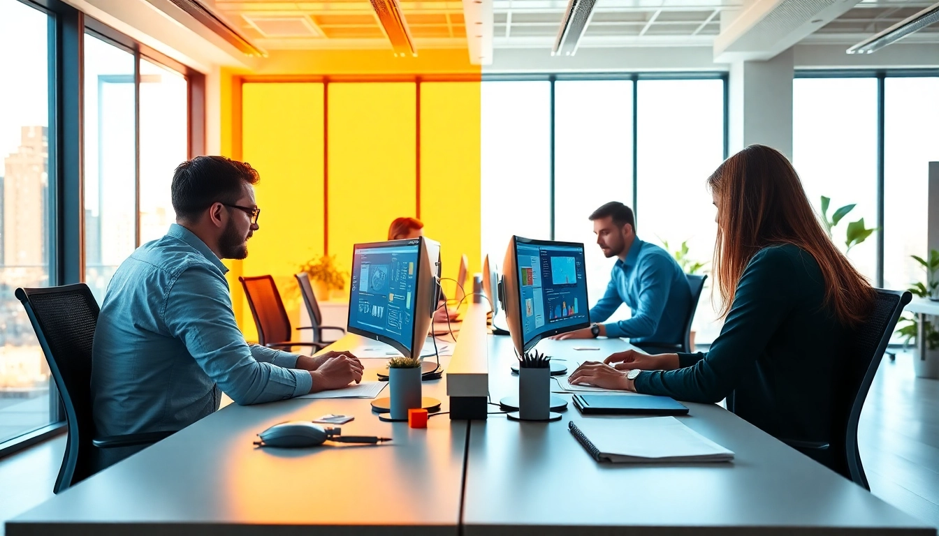 Webdesign Agentur in einem modernen Büro bei kreativer Zusammenarbeit.