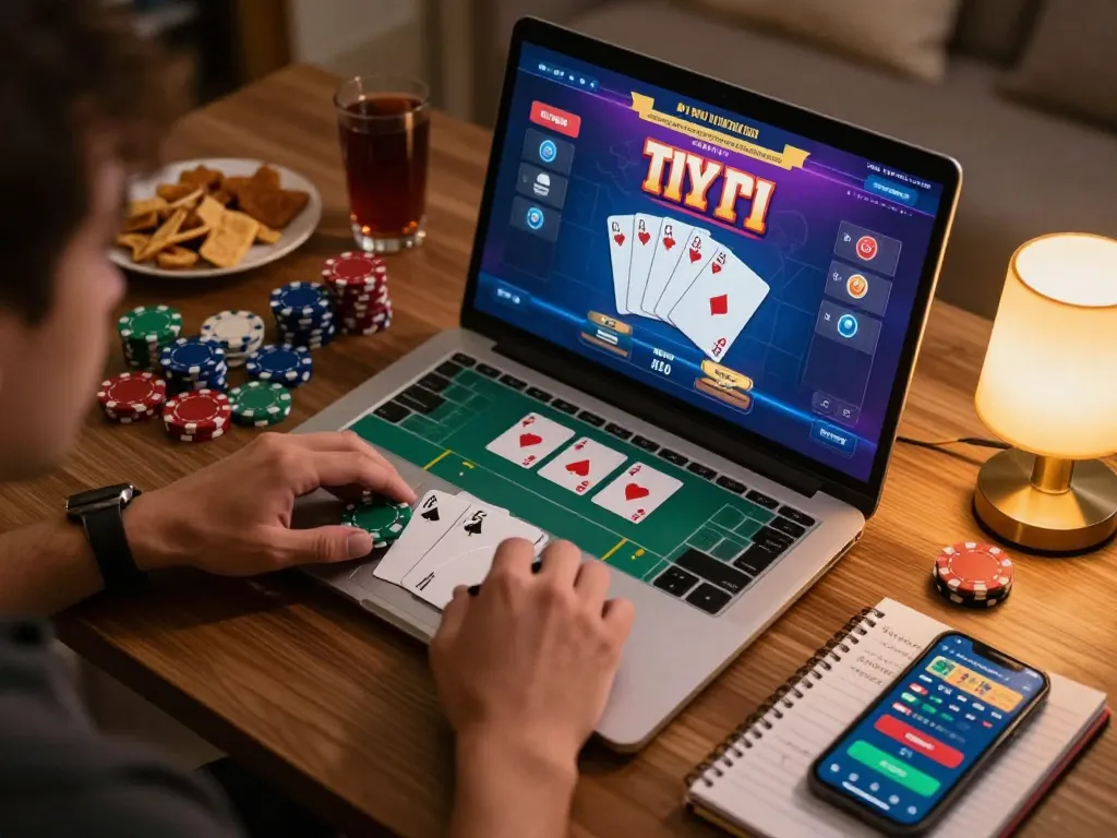 Engage in a thrilling poker game on thabet platform, with vibrant cards and strategic gameplay.