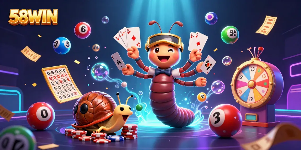 Experience excitement at 58WIN as playful characters engage in vibrant casino activities.