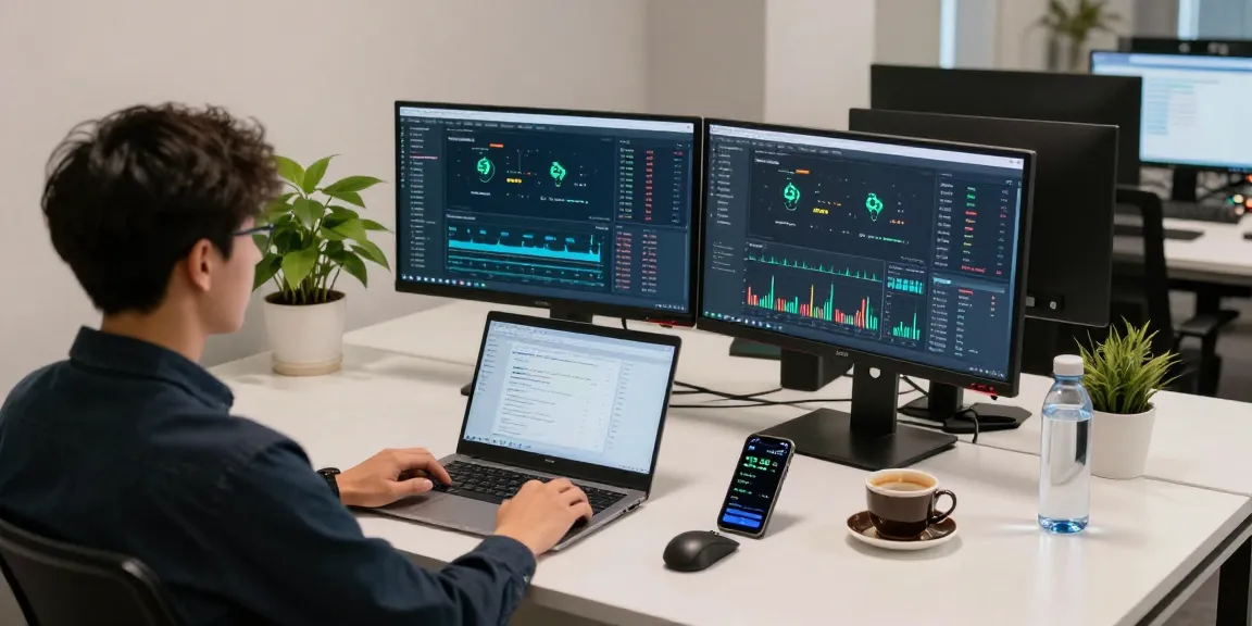 Cloud mining with daily payouts illustrated in a modern cryptocurrency trading setup with advanced trading tools and screens.