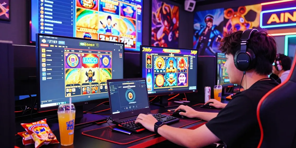 Player enjoying a thrilling slot gacor gaming session with vibrant graphics and gaming setup.