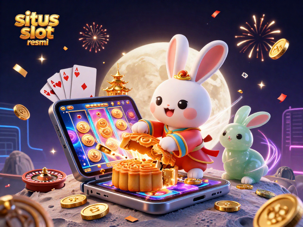 Spin and win at situs slot resmi with vibrant slot games and lunar-themed characters.