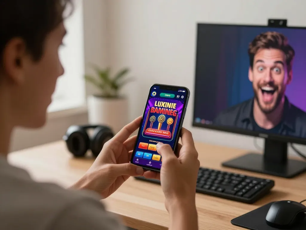 Player enjoying sites not on gamstop on smartphone during exciting online gaming session