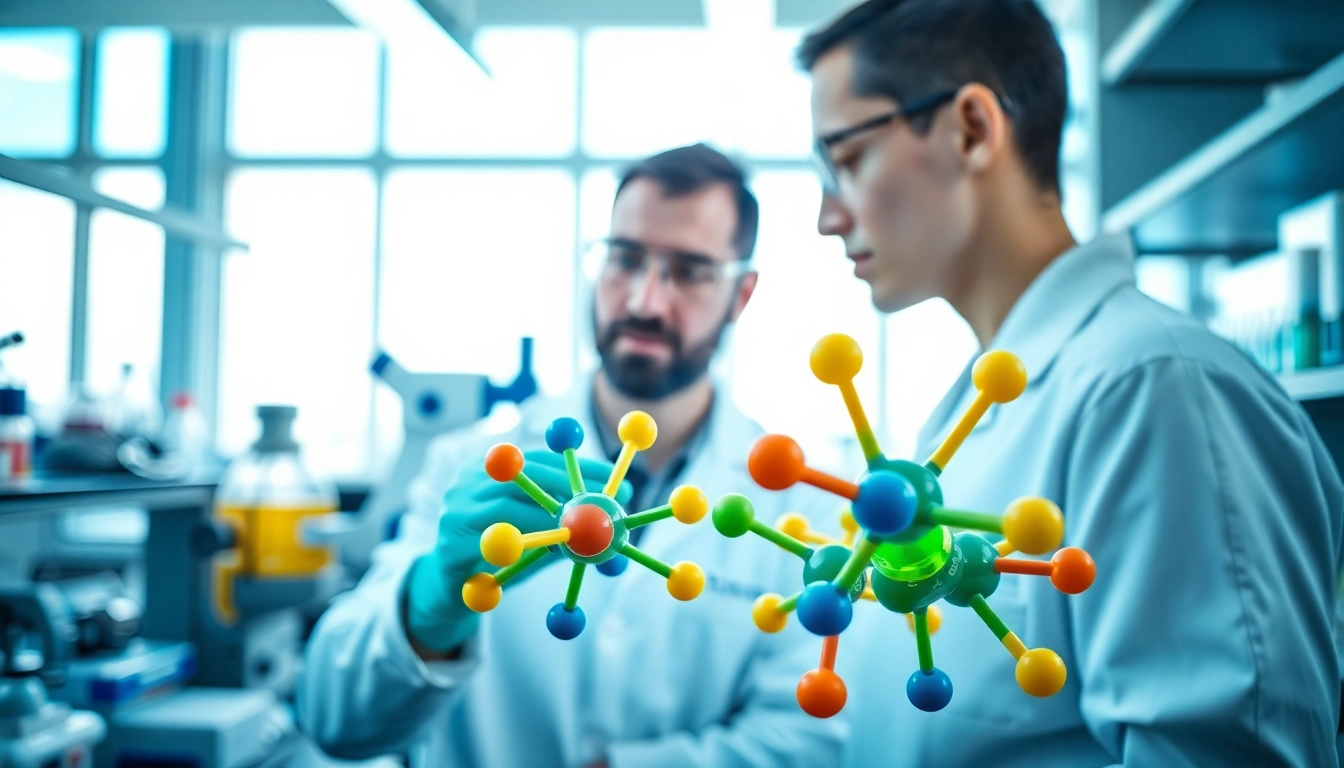 NAD+ molecules in a laboratory setting being analyzed by a scientist using advanced equipment.