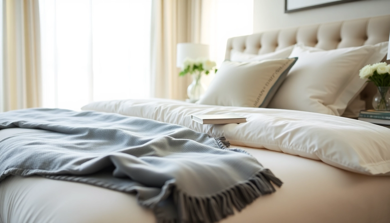 Explore luxurious Stearns and Foster bedding in a beautifully arranged bedroom setting.