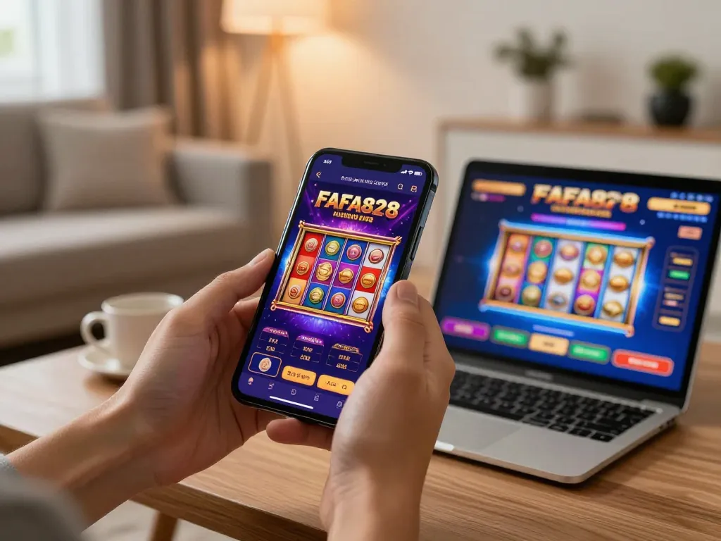 การเล่นเกมบนสมาร์ทโฟนที่น่าสนใจในแอป FAFA828 โดยแสดงฟีเจอร์สล็อตที่สดใสและประสบการณ์การเล่นเกมแบบโต้ตอบ