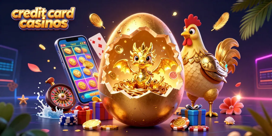 Engage with top credit card casinos as a golden dragon guards a nest of poker chips.