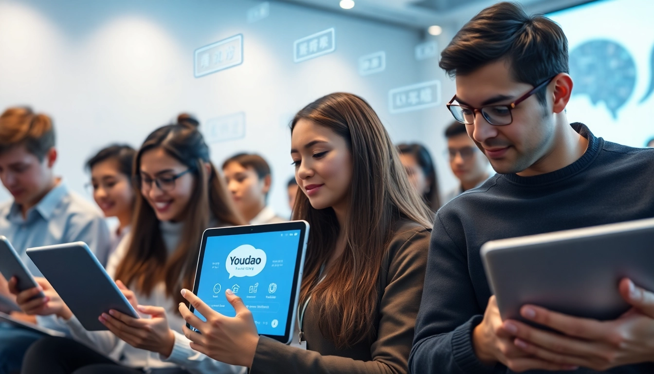 Youdao translation tools in use by diverse students in a modern digital learning environment