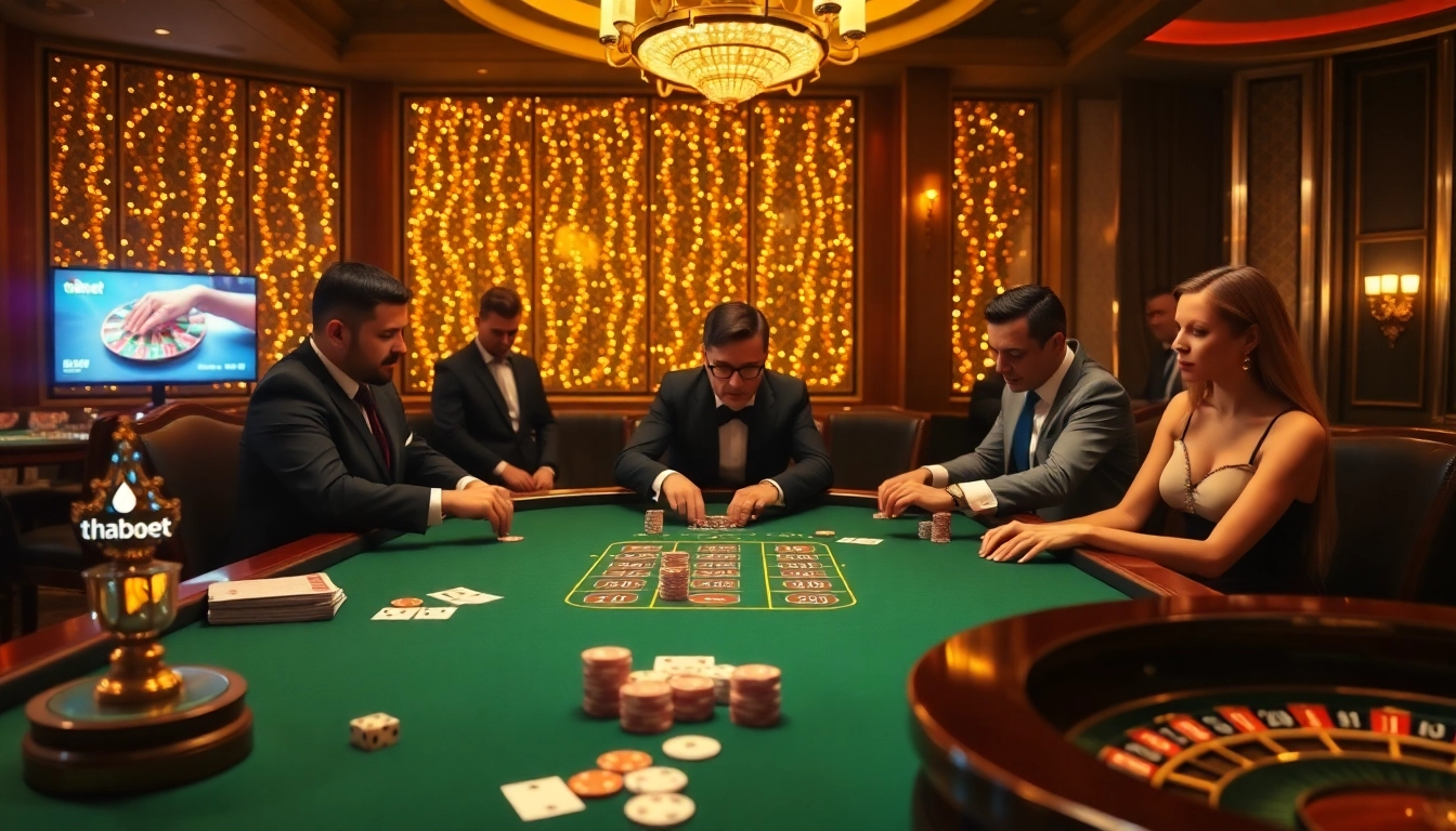Thabet casino scene featuring an elegant poker table with professional gameplay.