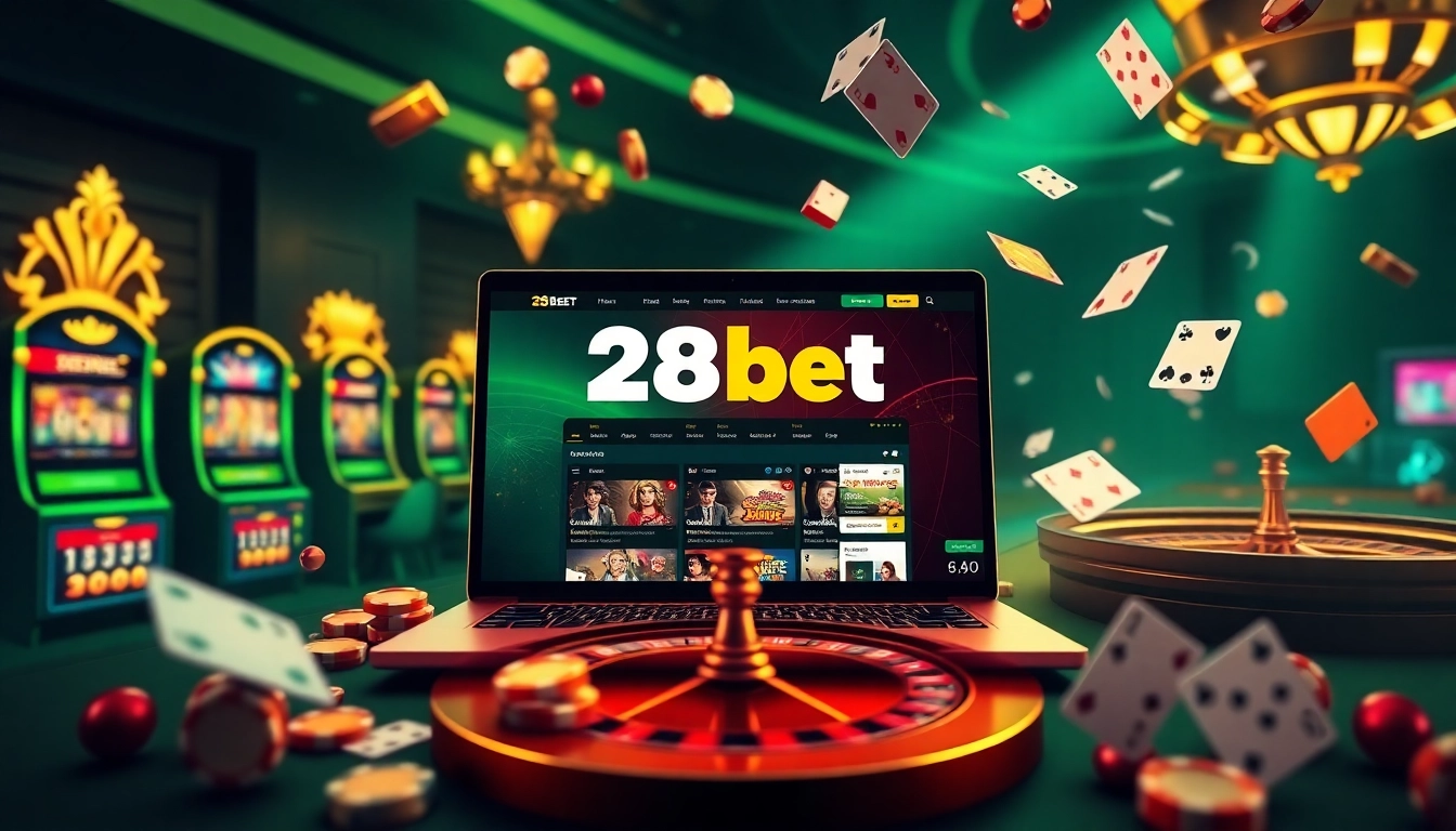 Gambling enthusiasts enjoy a thrilling game experience with 28bet at a luxurious casino.