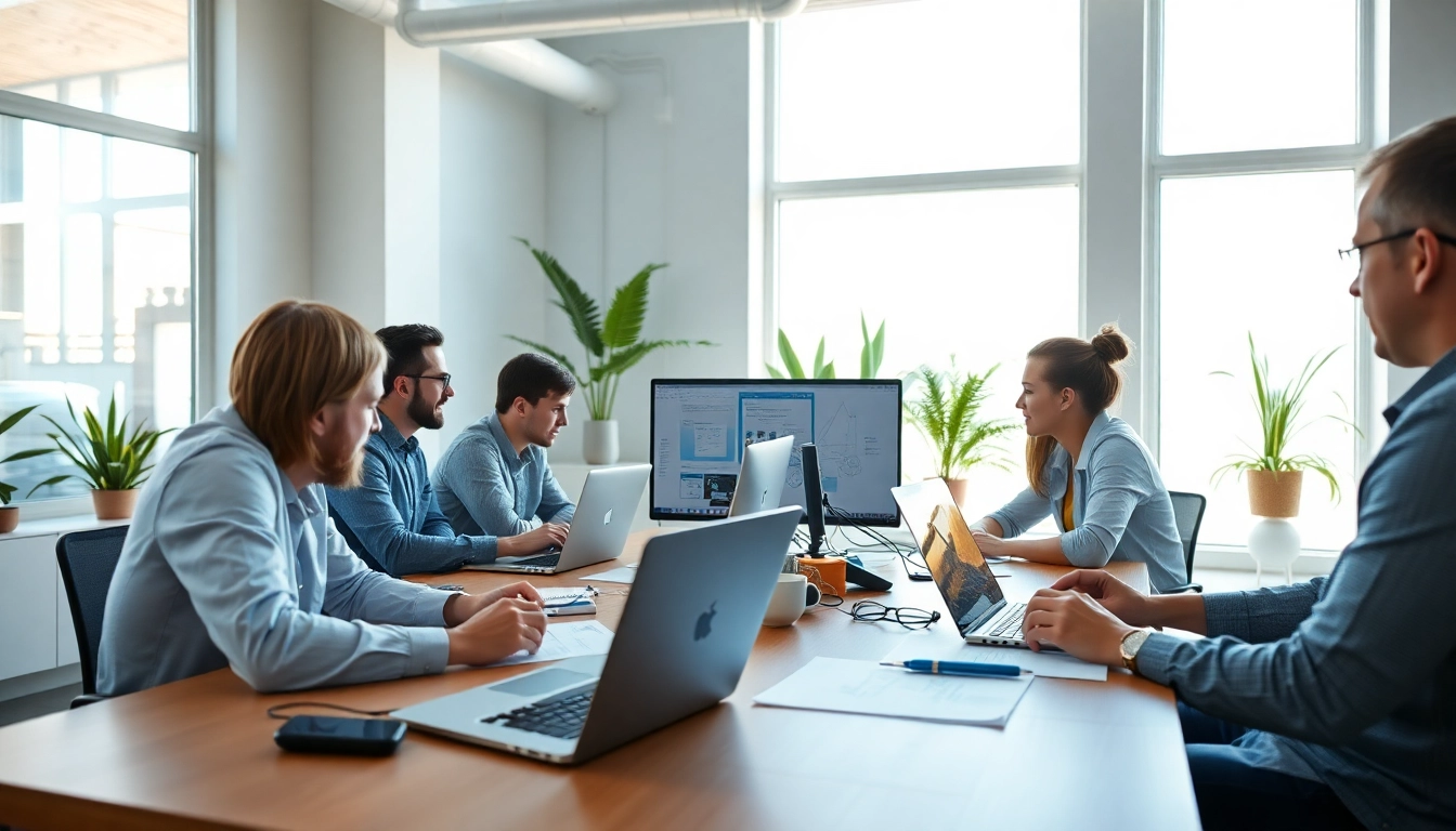 Expert team collaborating on Web Design Hereford projects in a bright, modern office.