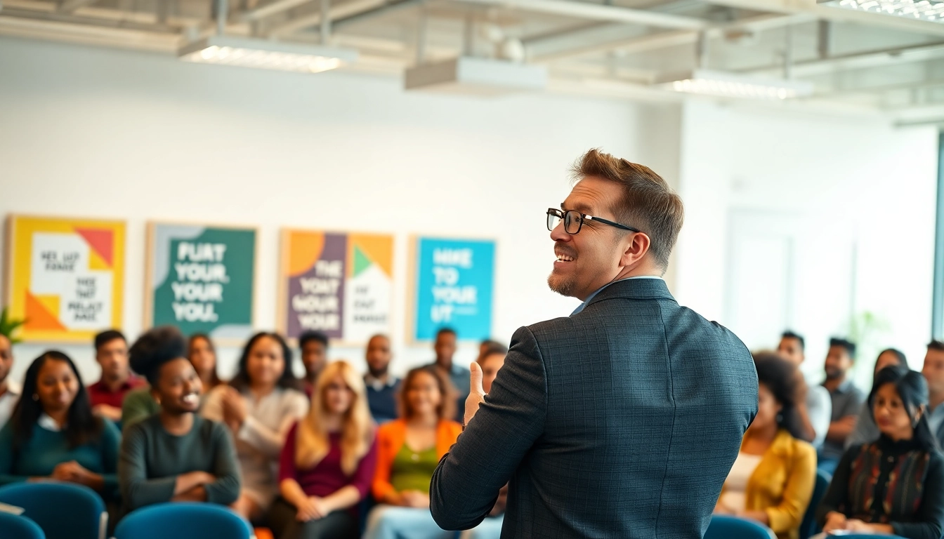 Engaged audience in a Public Speaking Training session showcasing interactive learning.