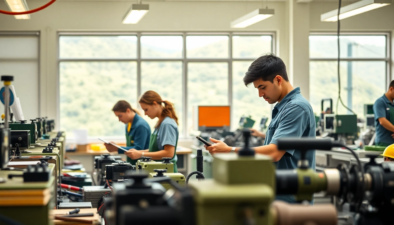 Students learning at trade schools Oahu, showcasing hands-on training in a vibrant classroom.