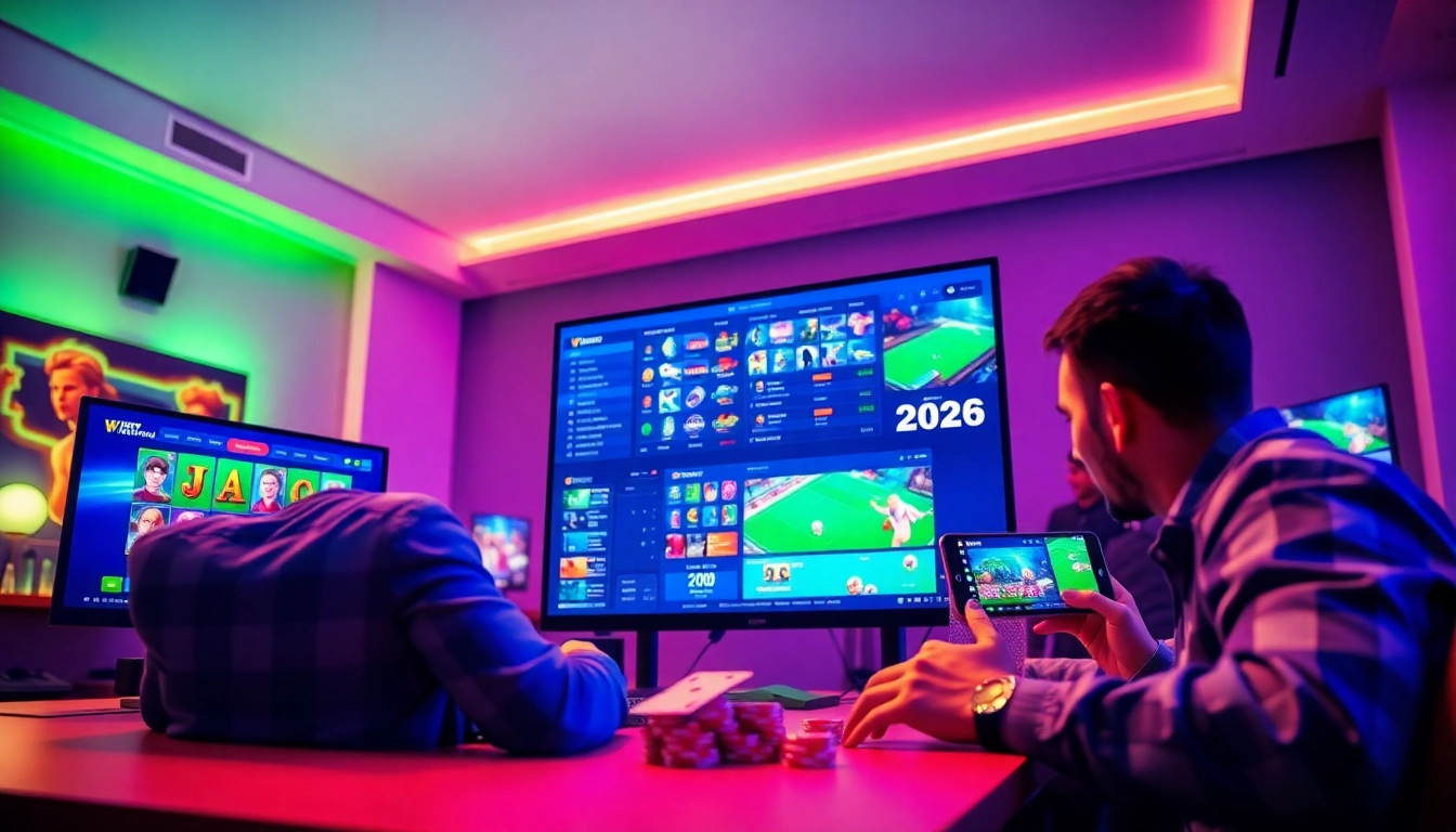 Dynamic scene of Winvn chính thức 2026 showcasing engaging online gaming activities with colorful interfaces.