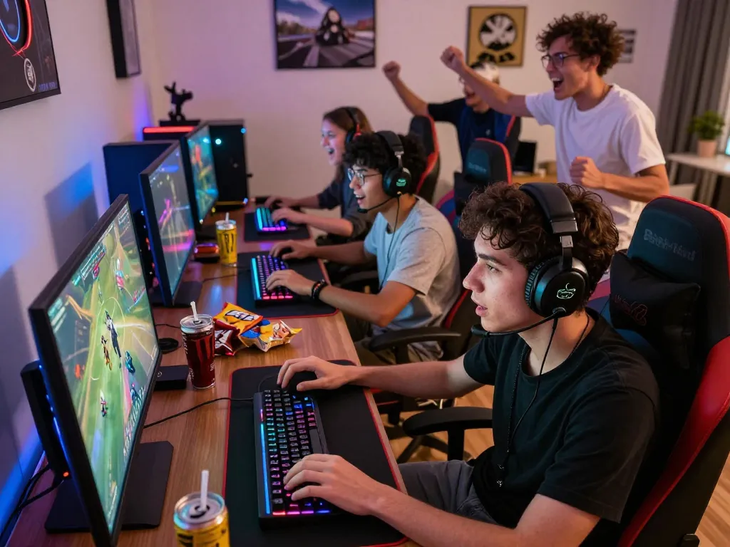 Engaged players experiencing the excitement of 88Pulsa online gaming with dynamic setups and vibrant atmosphere.