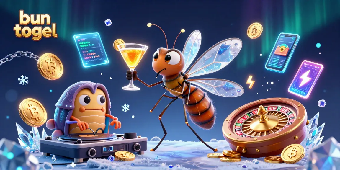 Bun togel featuring a vibrant casino scene with animated characters and exciting gambling elements.