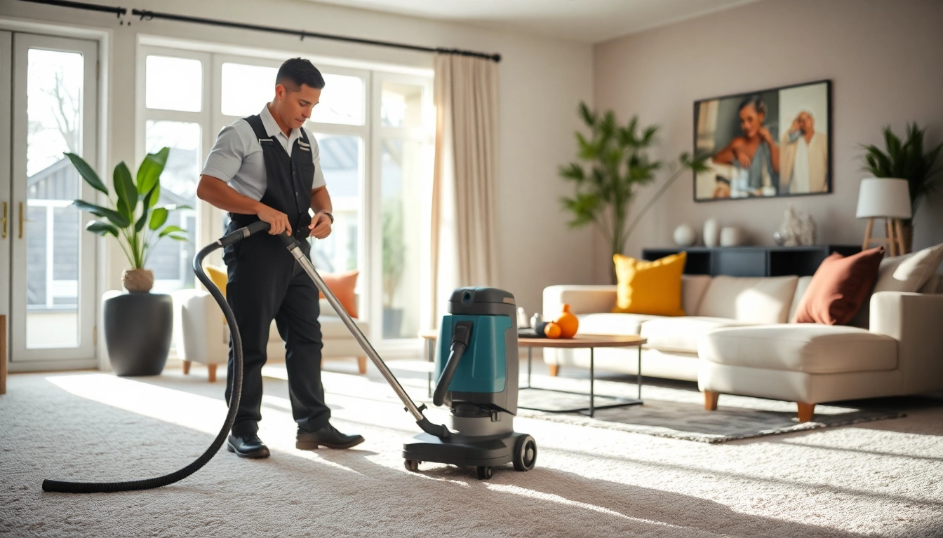 Experienced technician performing carpet cleaning lincoln ca in a bright and clean home.