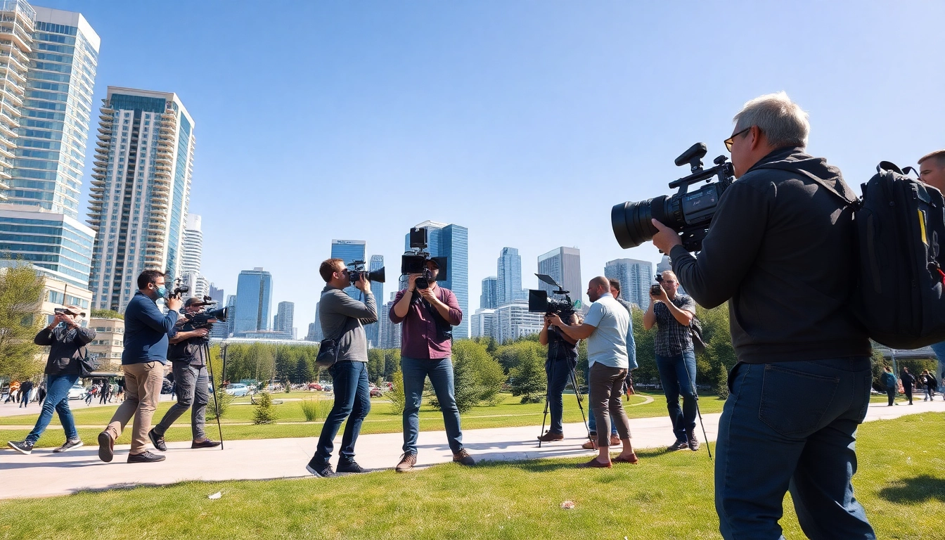 Edmonton production companies filming in vibrant settings, showcasing creativity and collaboration.