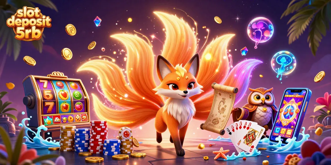 Spin the reels with slot deposit 5rb, featuring vibrant characters and dazzling casino elements.