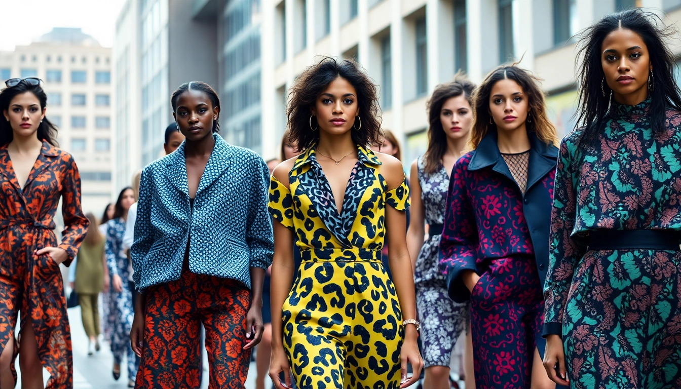 Models showcasing trendy fashion designs at a vibrant runway event.