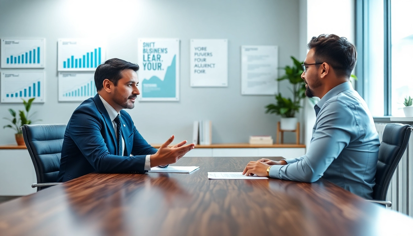 Engaging session with a business coach near me fostering motivation and insight in a modern office.