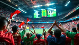 스포츠중계 팬들이 열광적으로 응원하는 모습이 담긴 사진