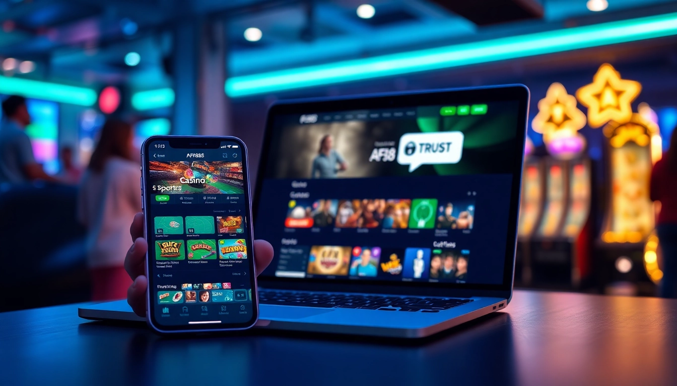 AF88 online gambling platform on devices, showcasing user-friendly interface and vibrant gaming experience