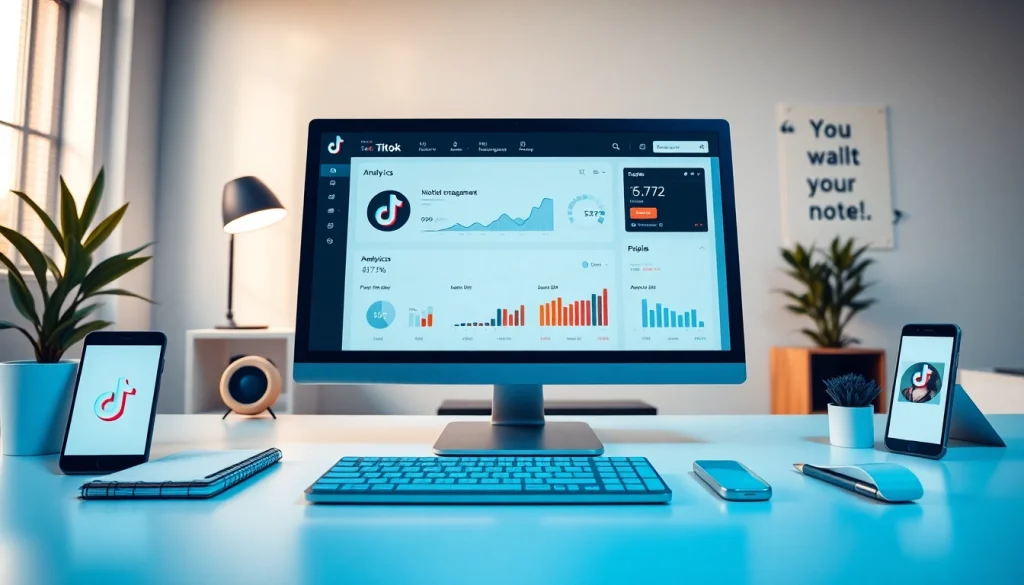 Engage with the TikTok SMM panel interface showcased on a modern workspace.