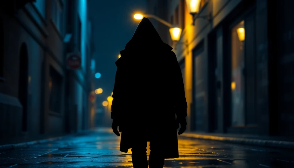 Engaging cover illustration of a thriller book showcasing suspense in a dark alley.