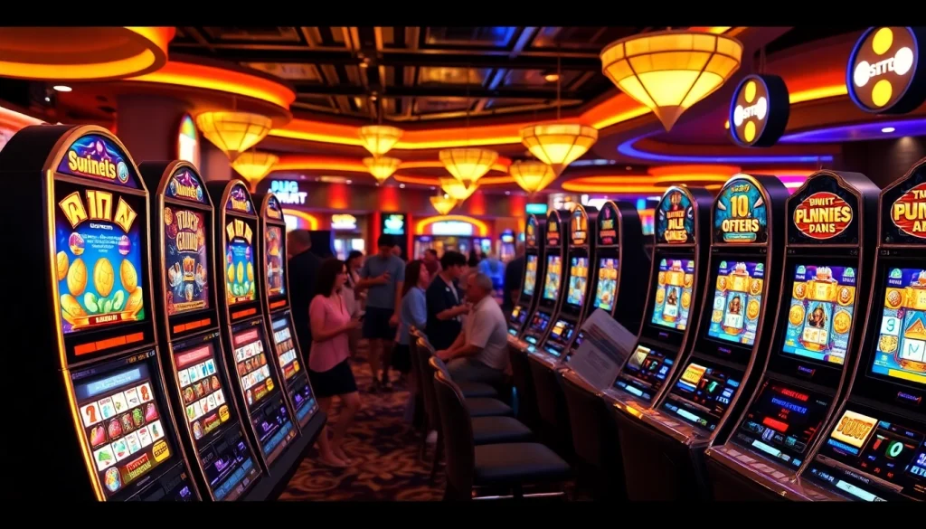 Permainan slot yang menarik di mesin slot yang berwarna-warni dan berkilau.