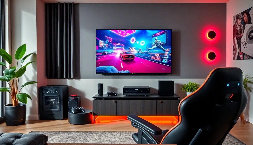 Experience immersive gaming with the TV88 showcased in a stylish setup