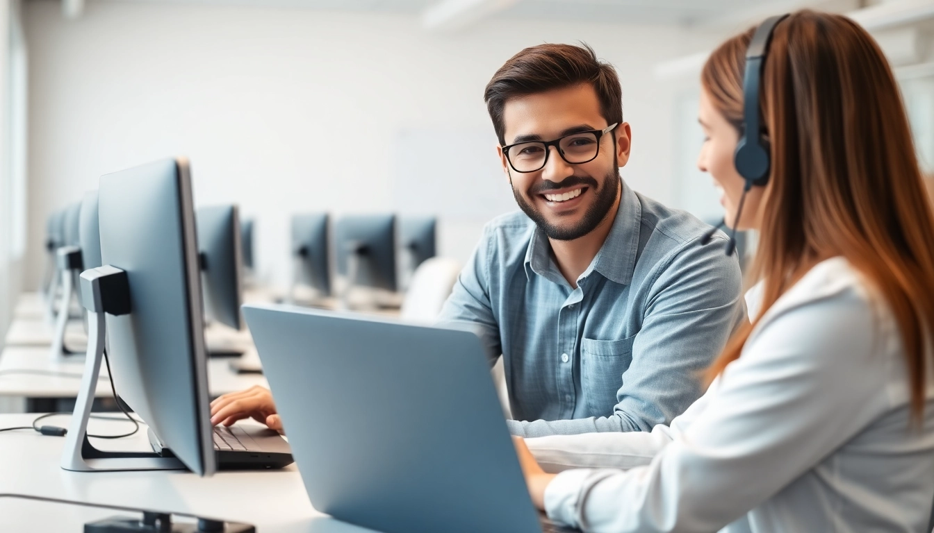 Providing computer help through expert assistance in a modern office environment.