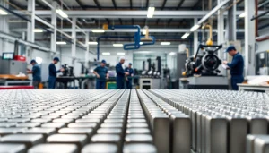 Showcase of NdFeB magnets manufacturer in china focusing on production process with vibrant metallic textures.