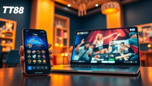 Engaging users with TT88 online gaming experience on modern devices, showcasing vibrant interface.