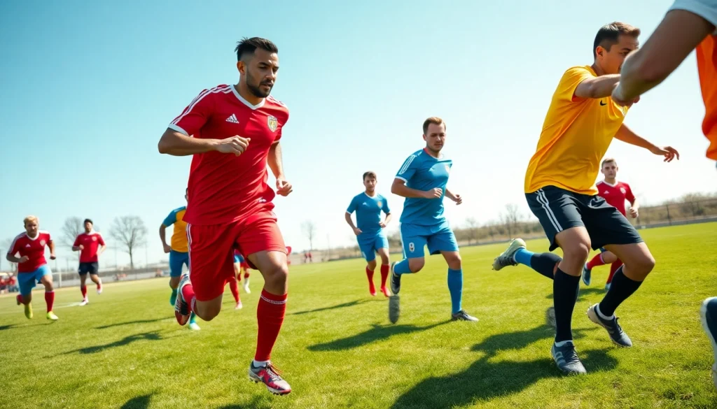 Showcasing athletes wearing stylish and affordable cheap football kits during an exciting match.