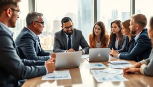 Engaged discussion about financial strategies at a fractional cfo firm in a modern boardroom.