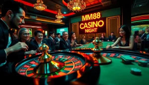Experience the thrill of MM88 as players enjoy an exciting casino night of poker and roulette.