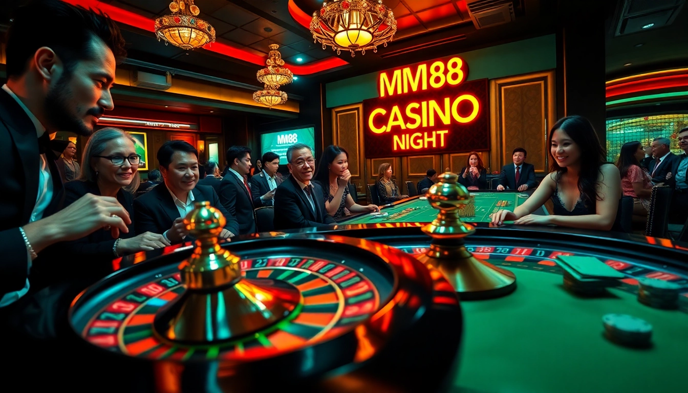 Experience the thrill of MM88 as players enjoy an exciting casino night of poker and roulette.